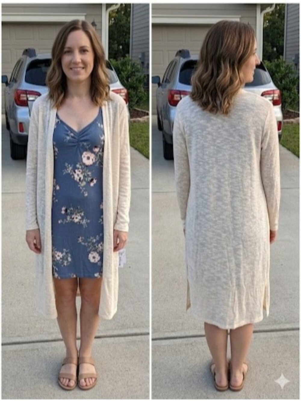 Wallflower NWT 2 Piece Set Blue Floral Dress Long Duster Cardigan Sand Dollar S